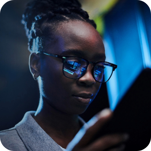 Developer reviewing code on a device