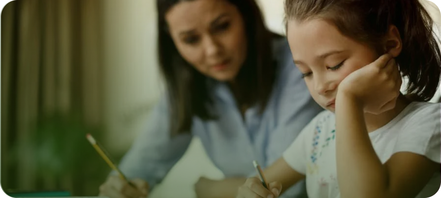 Parent and child studying together